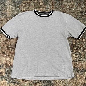 Distortion Mens Modern Black and White Patterned Shirt